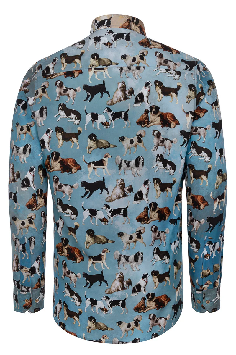 Dogs in Art Print Long Sleeve Shirt for Men