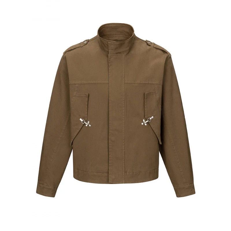 Herren Kurz geschnittene Field‑Jacke aus Baumwoll‑Canvas mit Stehkragen, Schulterklappen und verstellbaren Pattentaschen Nord Taschen