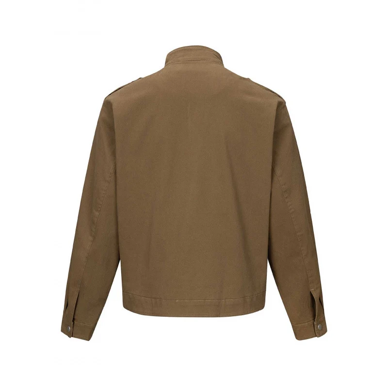 Herren Kurz geschnittene Field‑Jacke aus Baumwoll‑Canvas mit Stehkragen, Schulterklappen und verstellbaren Pattentaschen Nord Taschen
