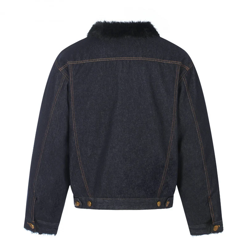 Herren Kurz geschnittene Denimjacke mit Kunstfellkragen und Teddyfutter‑Optik Nord Taschen