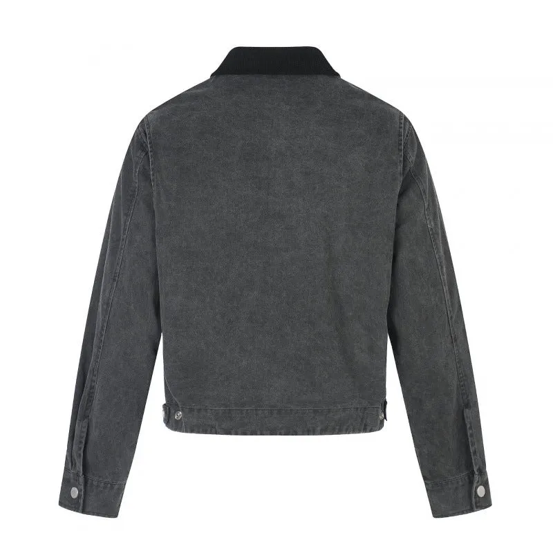 Herren Kurz geschnittene Canvas-Bomberjacke mit Cordkragen und großflächigem Fotocollage‑Print Nord Taschen