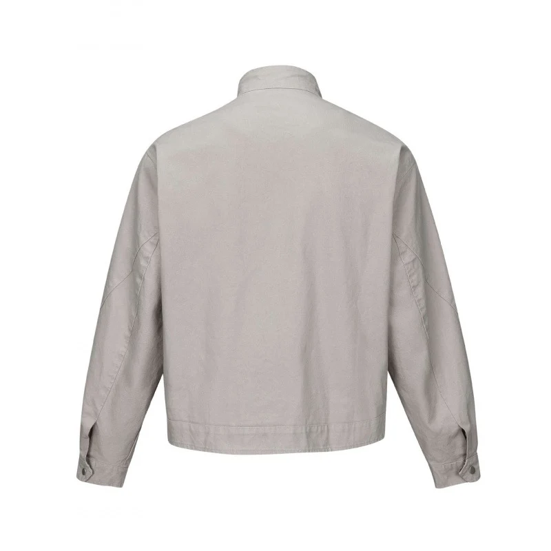 Herren Kurz geschnittene Canvas-Blousonjacke mit Stehkragen, Reißverschlusstaschen und kariertem Futter Nord Taschen
