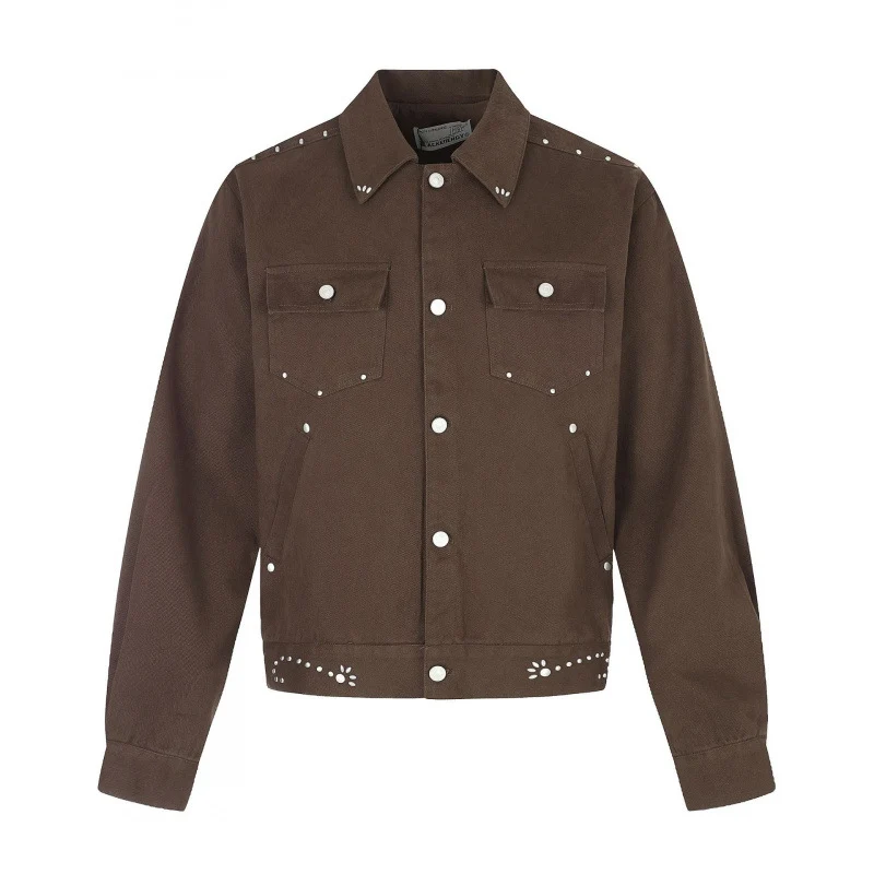 Herren Kurz geschnittene Canvas-Blousonjacke mit Nietenbesatz und Pattentaschen Nord Taschen