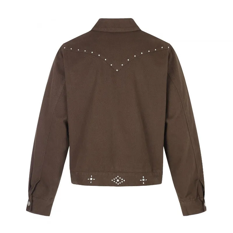 Herren Kurz geschnittene Canvas-Blousonjacke mit Nietenbesatz und Pattentaschen Nord Taschen