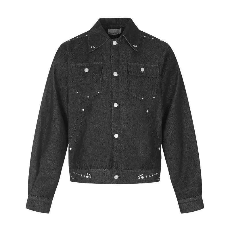 Herren Kurz geschnittene Canvas-Blousonjacke mit Nietenbesatz und Pattentaschen Nord Taschen