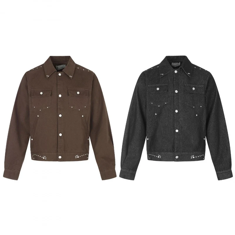 Herren Kurz geschnittene Canvas-Blousonjacke mit Nietenbesatz und Pattentaschen Nord Taschen