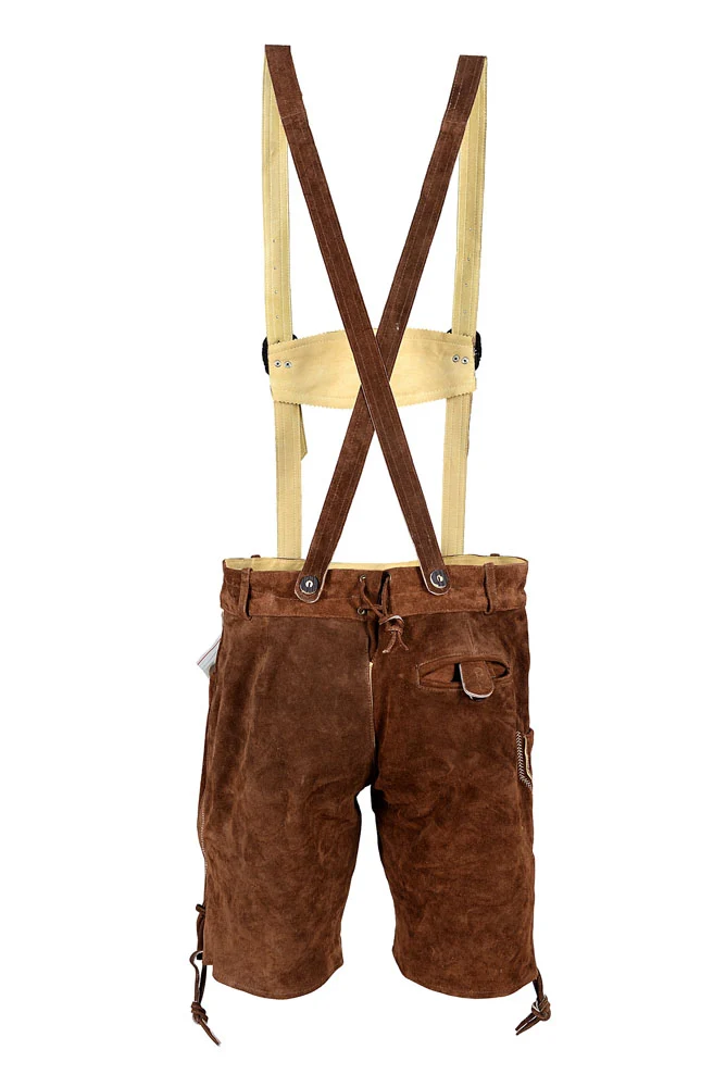 2301 Herren Trachten Lederhose Oktoberfest kurze Lederhose Dunkelbraun mit passendem Hosenträger