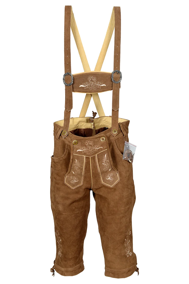 Herren Kniebund Lederhose Hellbraun mit passendem Hosenträger Gr 48-60 Trachten Lederhose Oktoberfest