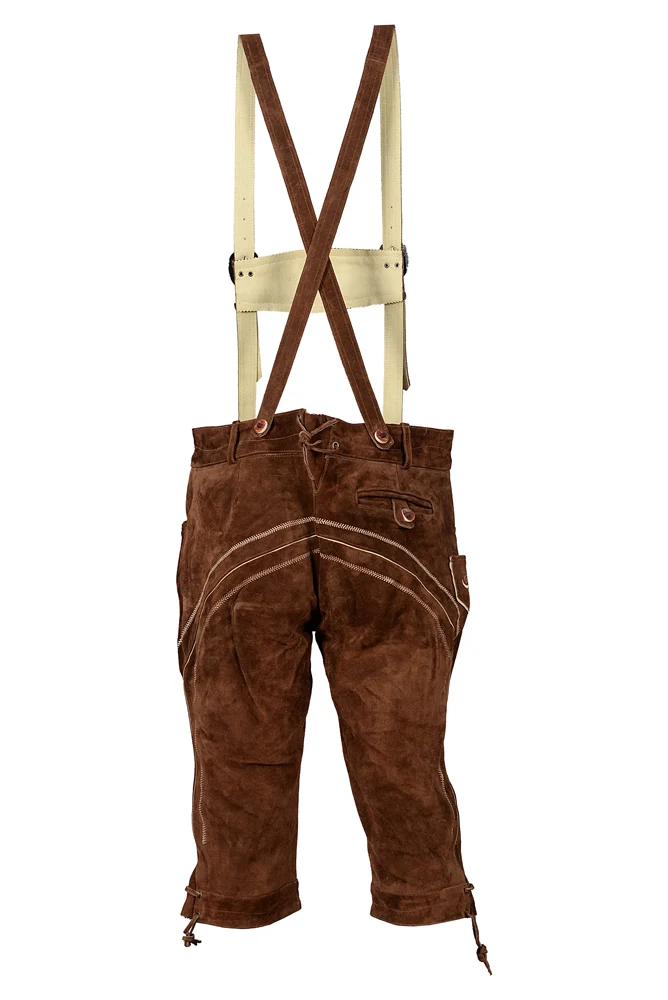 Herren Kniebund Lederhose Dunkelbraun mit passendem Hosenträger Gr 48-60 Trachten Lederhose Oktoberfest
