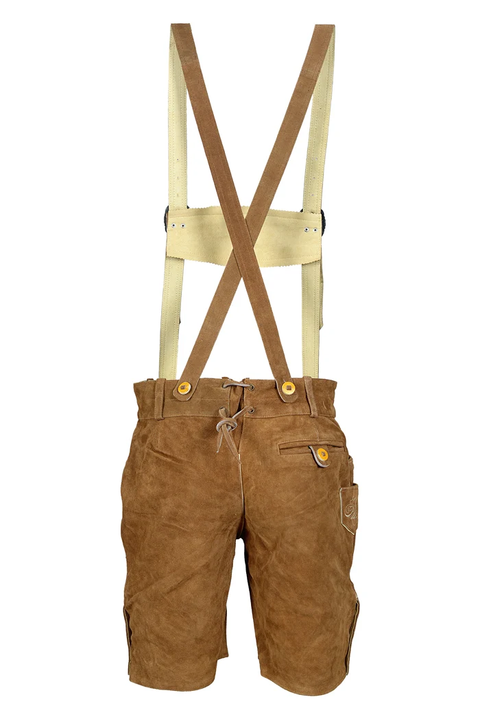 Herren kurze Lederhose Hellbraun mit passendem Hosenträger Gr. 48-60 Trachten Lederhosen Oktoberfest
