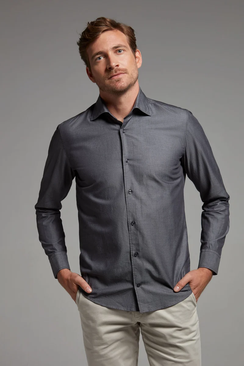 Hemd Modern Fit Twill Schwarz