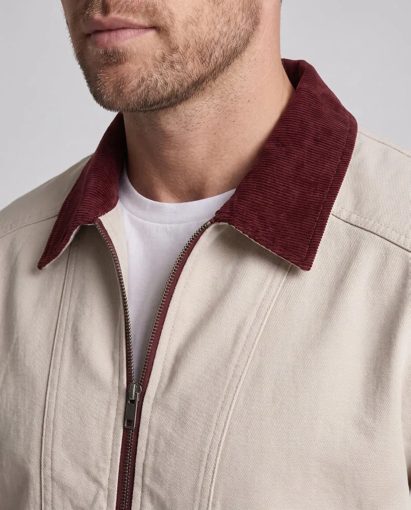 Herren Boxy-Canvas-Blouson mit Kontrast-Cordkragen und elastischem Bund Nord Taschen