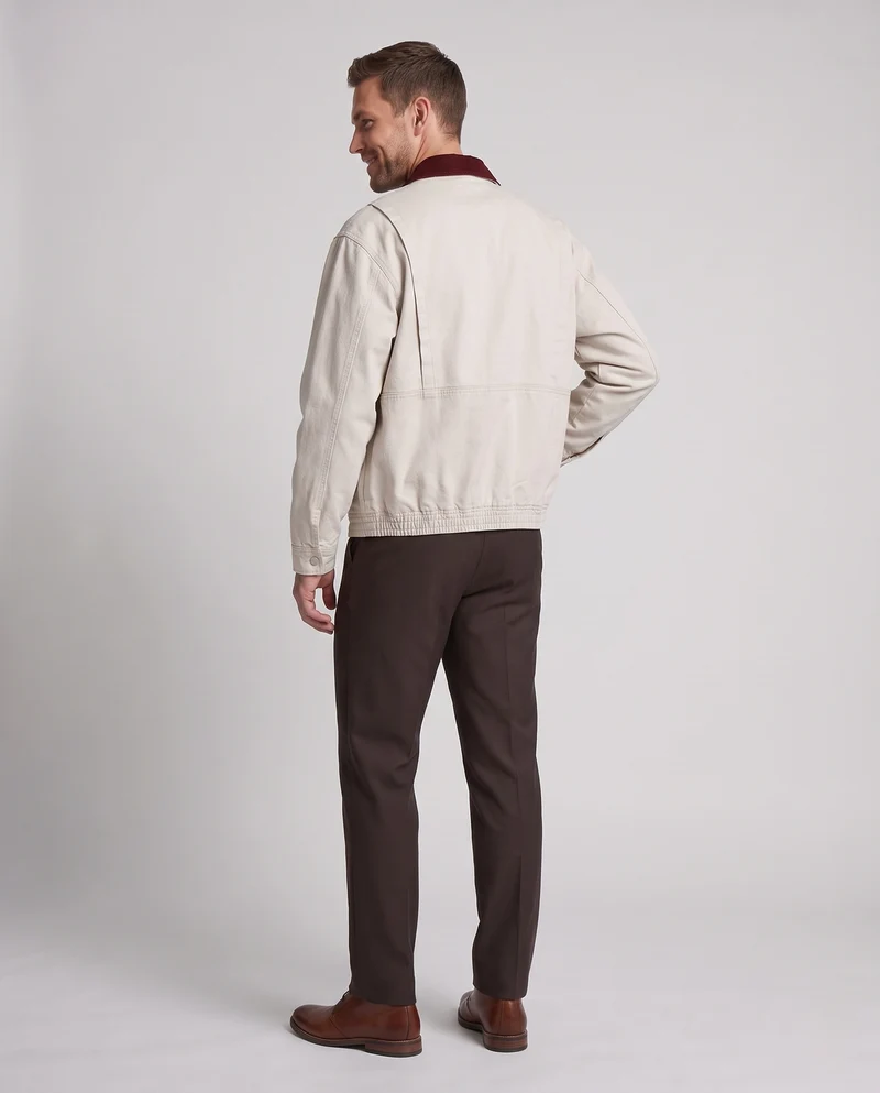 Herren Boxy-Canvas-Blouson mit Kontrast-Cordkragen und elastischem Bund Nord Taschen