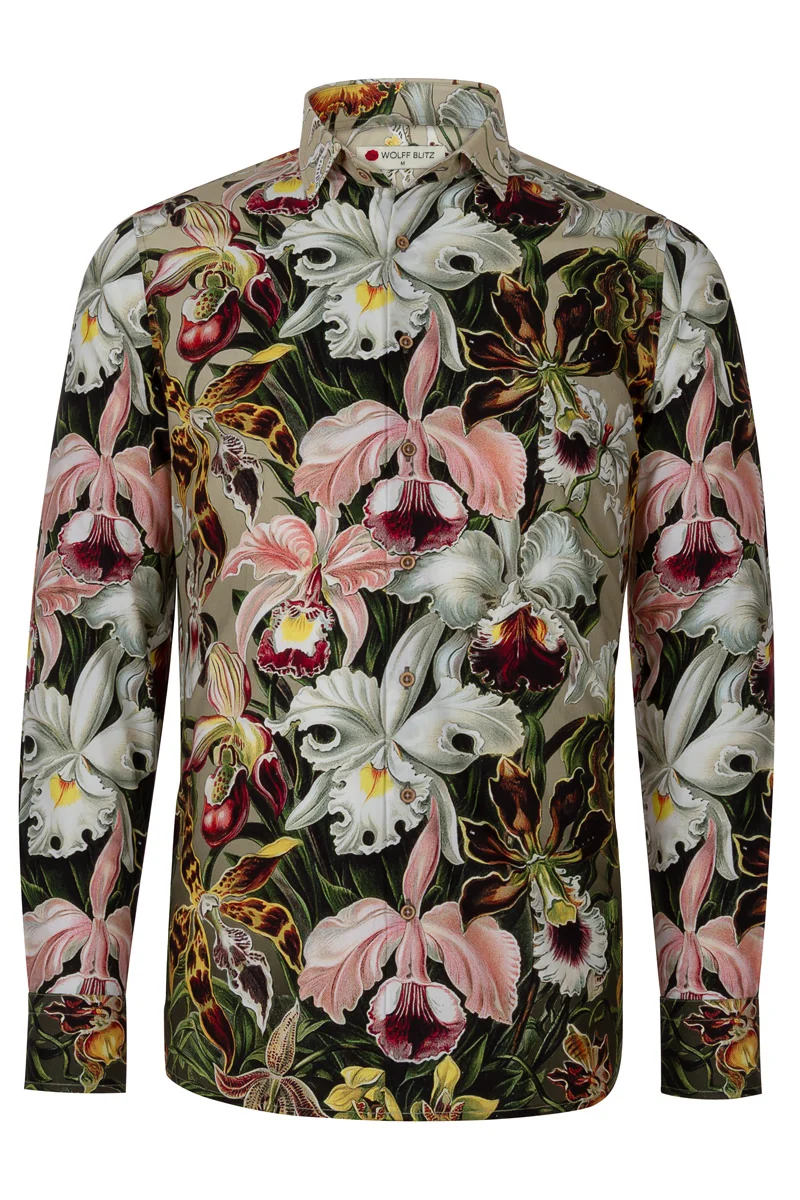 Orchids by Ernst Haeckel Print Long Sleeve Shirt for Men