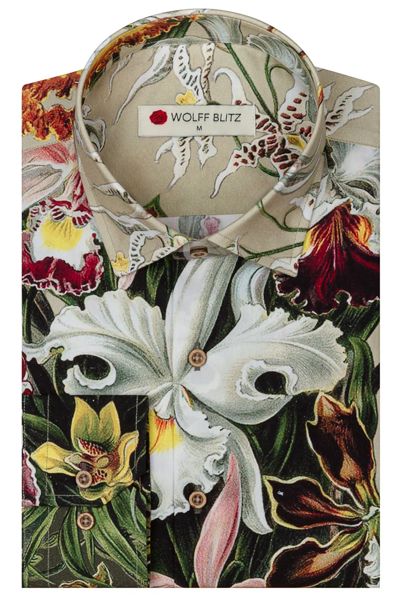 Orchids by Ernst Haeckel Print Long Sleeve Shirt for Men