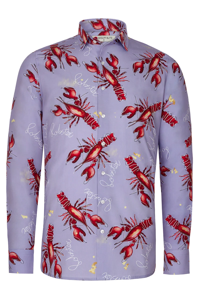 Art by Marianne Lobster Print Long Sleeve Shirt for Men
