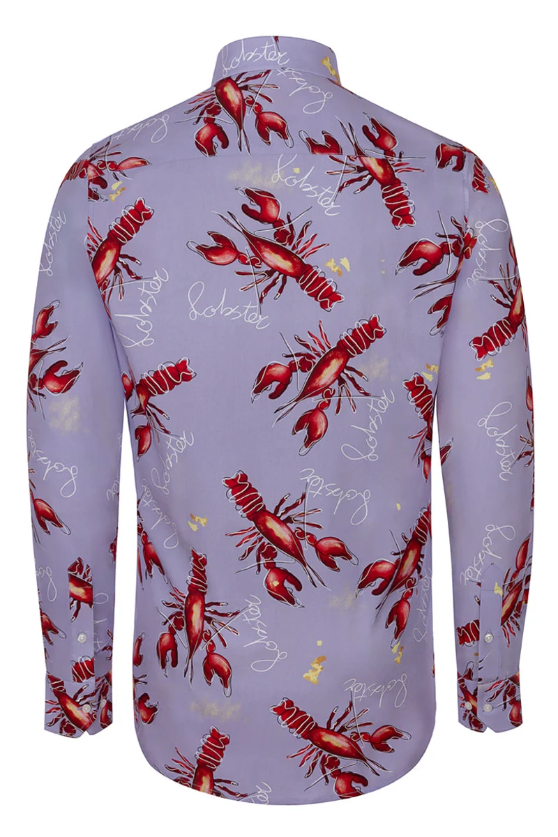 Art by Marianne Lobster Print Long Sleeve Shirt for Men