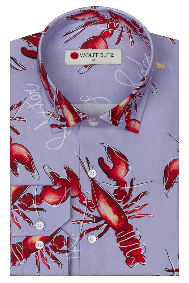 Art by Marianne Lobster Print Long Sleeve Shirt for Men