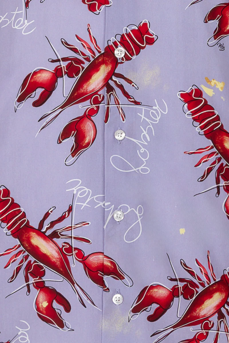 Art by Marianne Lobster Print Long Sleeve Shirt for Men