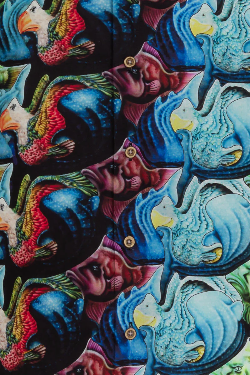 Whale Shark Surfer Print Long Sleeve Shirt for Men