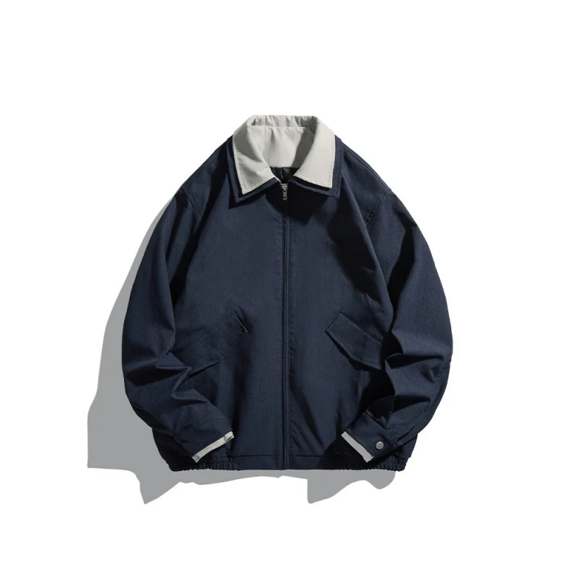 Herren Kurz geschnittene Canvas-Blousonjacke im Workwear‑Look mit kontrastierendem Hemdkragen Nord Taschen