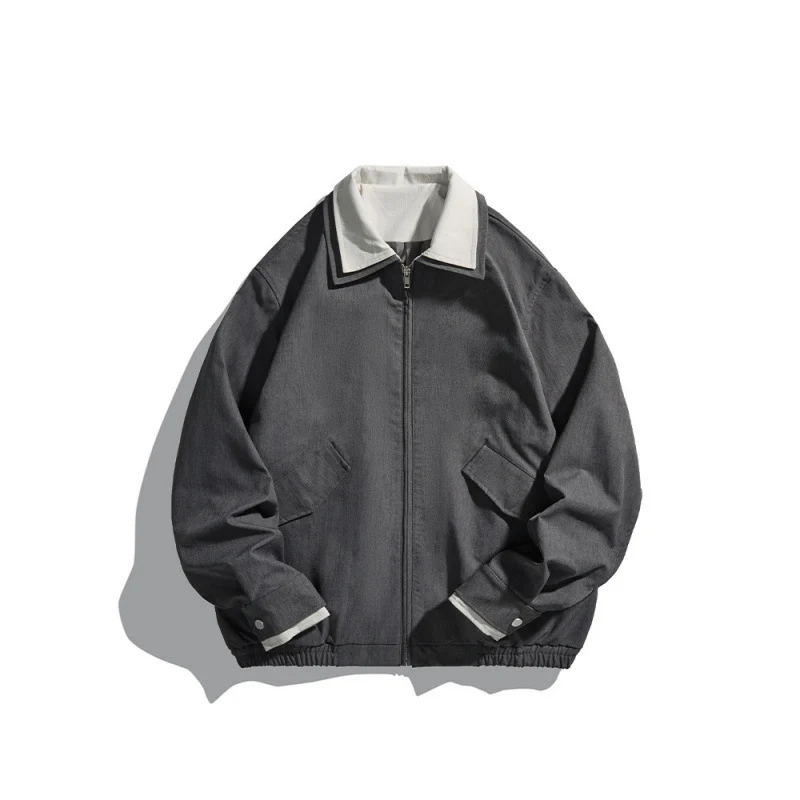 Herren Kurz geschnittene Canvas-Blousonjacke im Workwear‑Look mit kontrastierendem Hemdkragen Nord Taschen