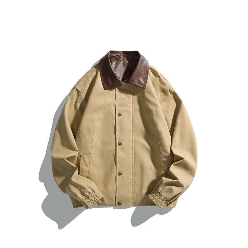 Herren Kurz geschnittene Blousonjacke mit Kunstlederkragen, Druckknopfleiste und elastischen Bündchen Nord Taschen