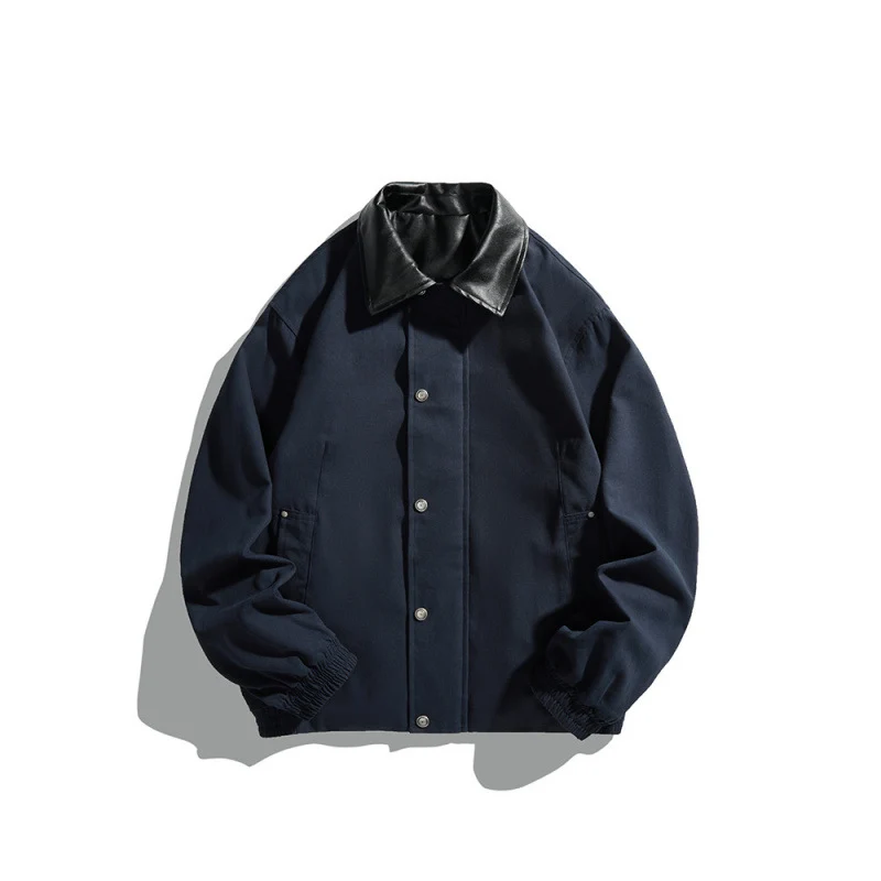Herren Kurz geschnittene Blousonjacke mit Kunstlederkragen, Druckknopfleiste und elastischen Bündchen Nord Taschen
