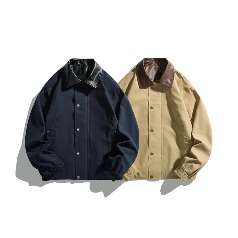 Herren Kurz geschnittene Blousonjacke mit Kunstlederkragen, Druckknopfleiste und elastischen Bündchen Nord Taschen
