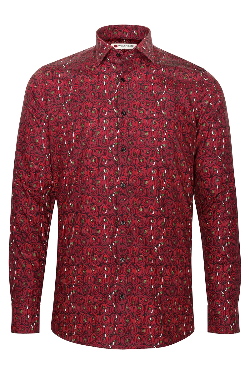 Rose and Teardrops - Rennie Mackintosh Print Long Sleeve Shirts for Men