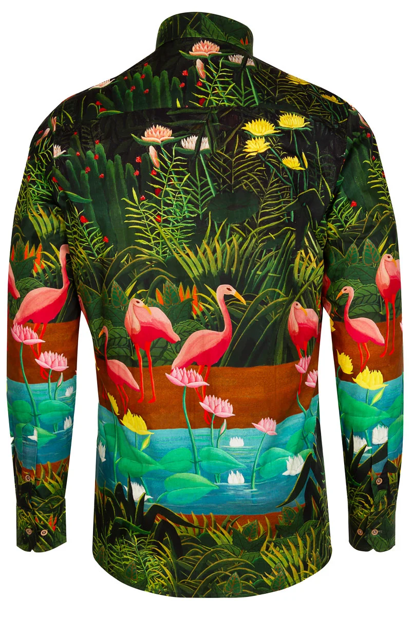 Henri Rousseau Inspired Print Long Sleeve Shirt for Men