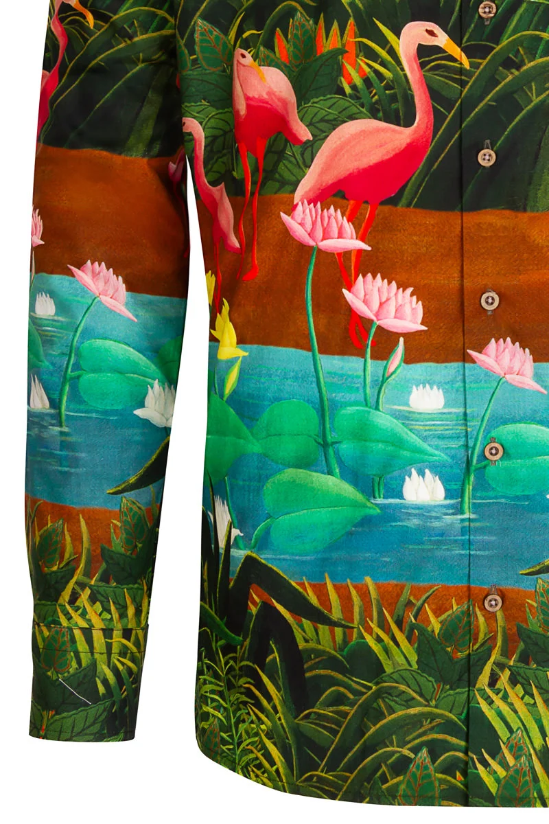 Henri Rousseau Inspired Print Long Sleeve Shirt for Men