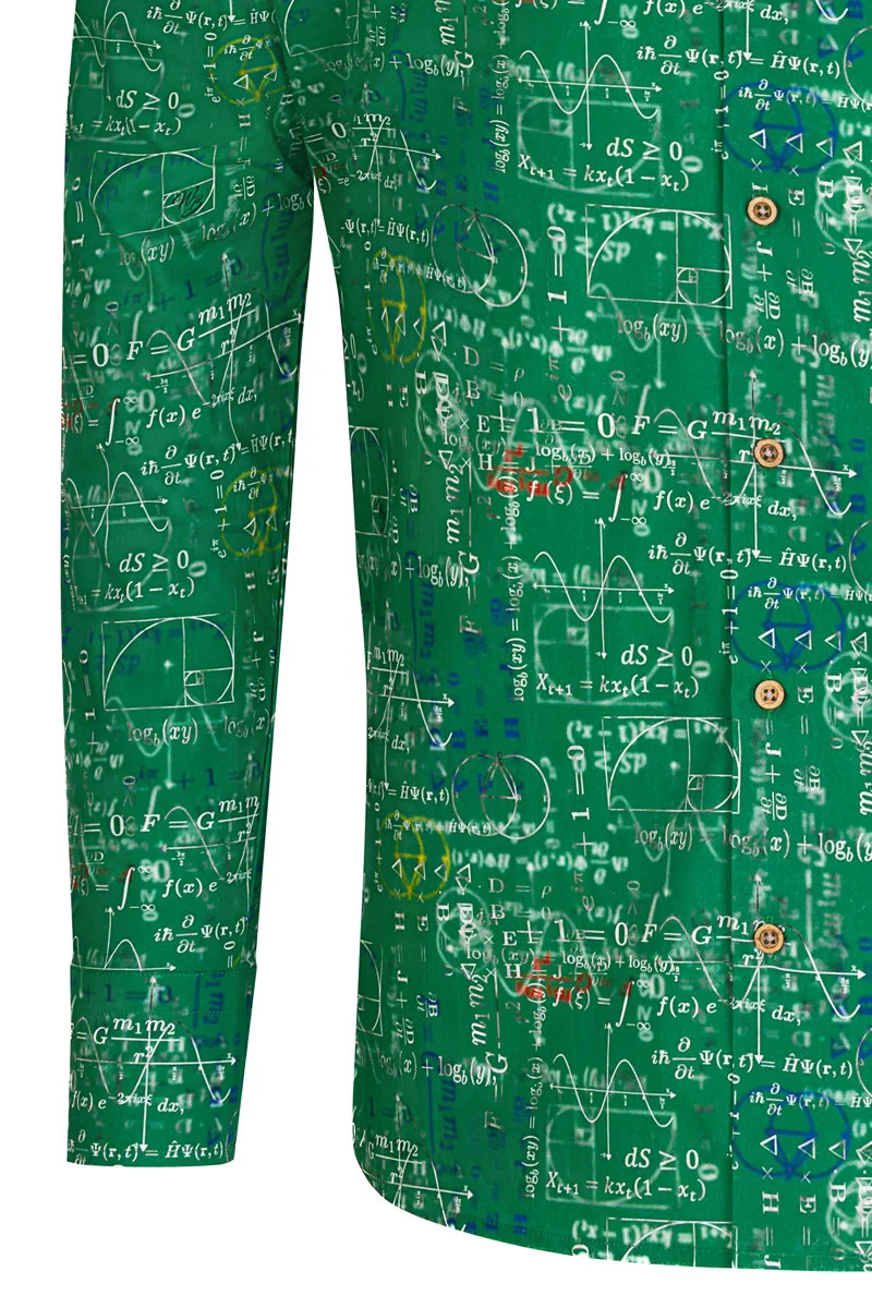 Math Genius Print Long Sleeve Shirt for Men