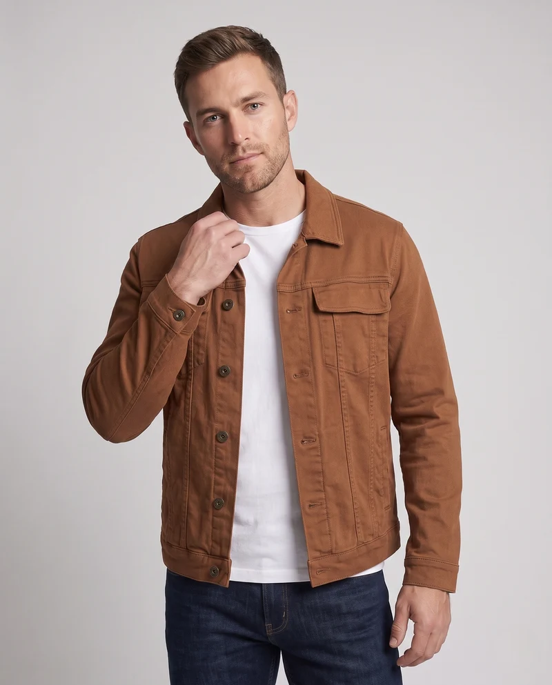 Herren Baumwoll-Utility-Jacke im Trucker-Schnitt mit Brustklappen und gerader Passform Nord Taschen