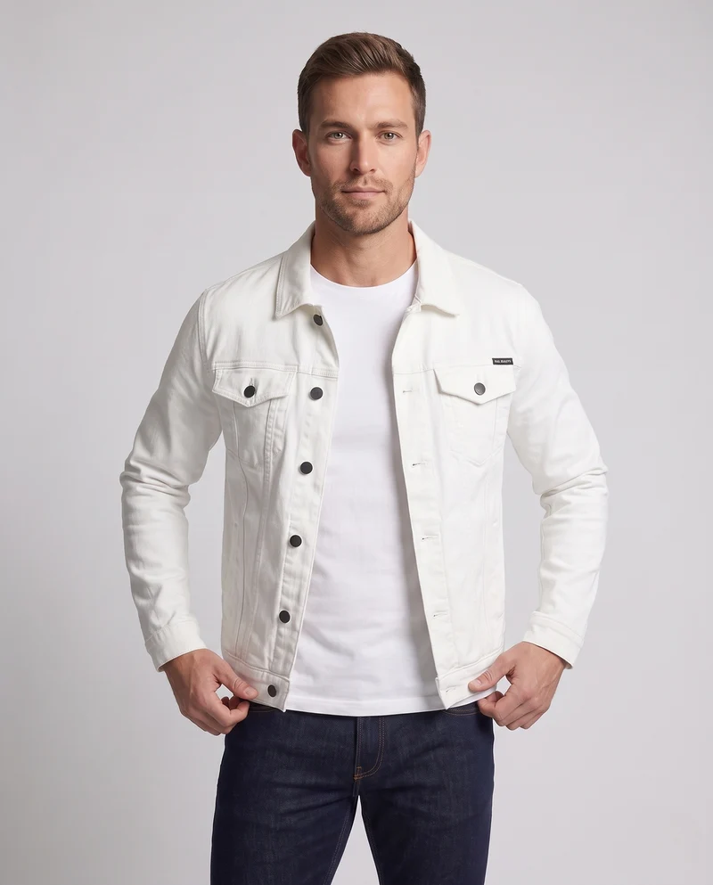 Herren Baumwoll-Denimjacke mit Clean‑Design, Brusttaschen und regulärer Passform Nord Taschen