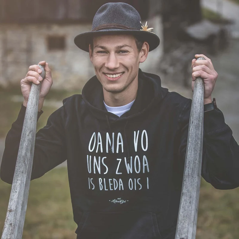 Hoodie "Oana vo uns zwoa..."