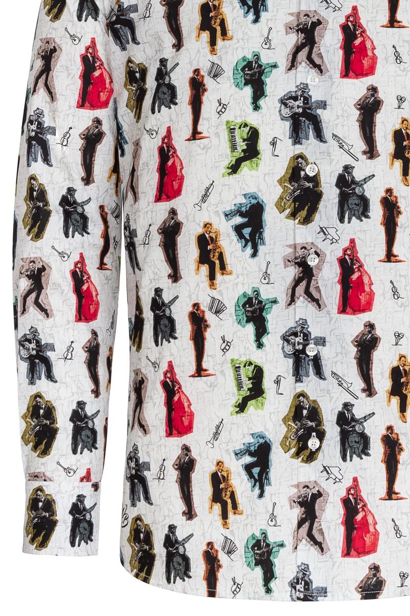 Electric Swing Print Long Sleeve Shirt for Men