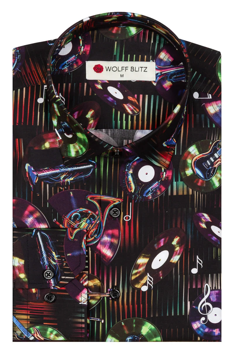 Midnight Funk Print Long Sleeve Shirt for Men