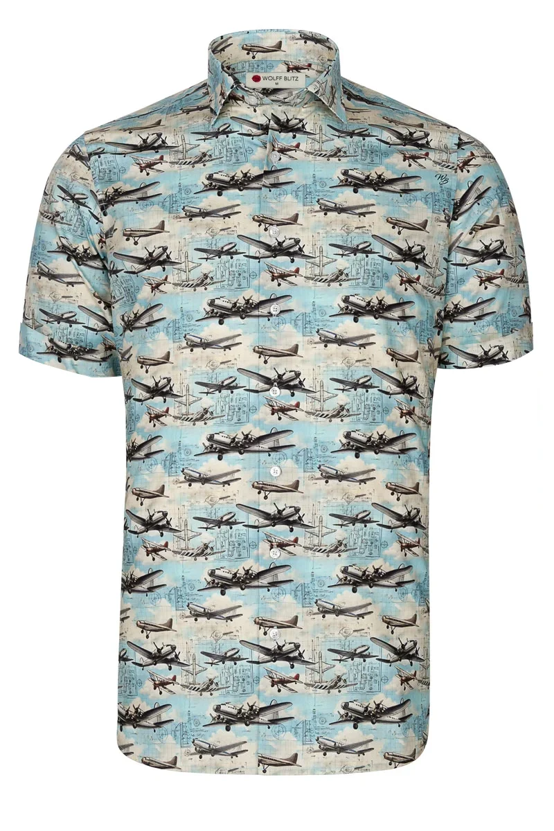 Maverick Airplanes Short Sleeve Print Shirt for Men