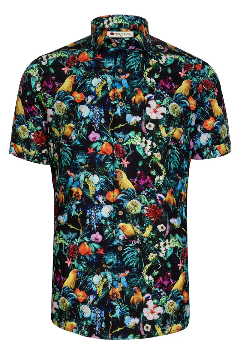 Jesper Krijgsman Floral Graphics Short Sleeve Print Shirt for Men