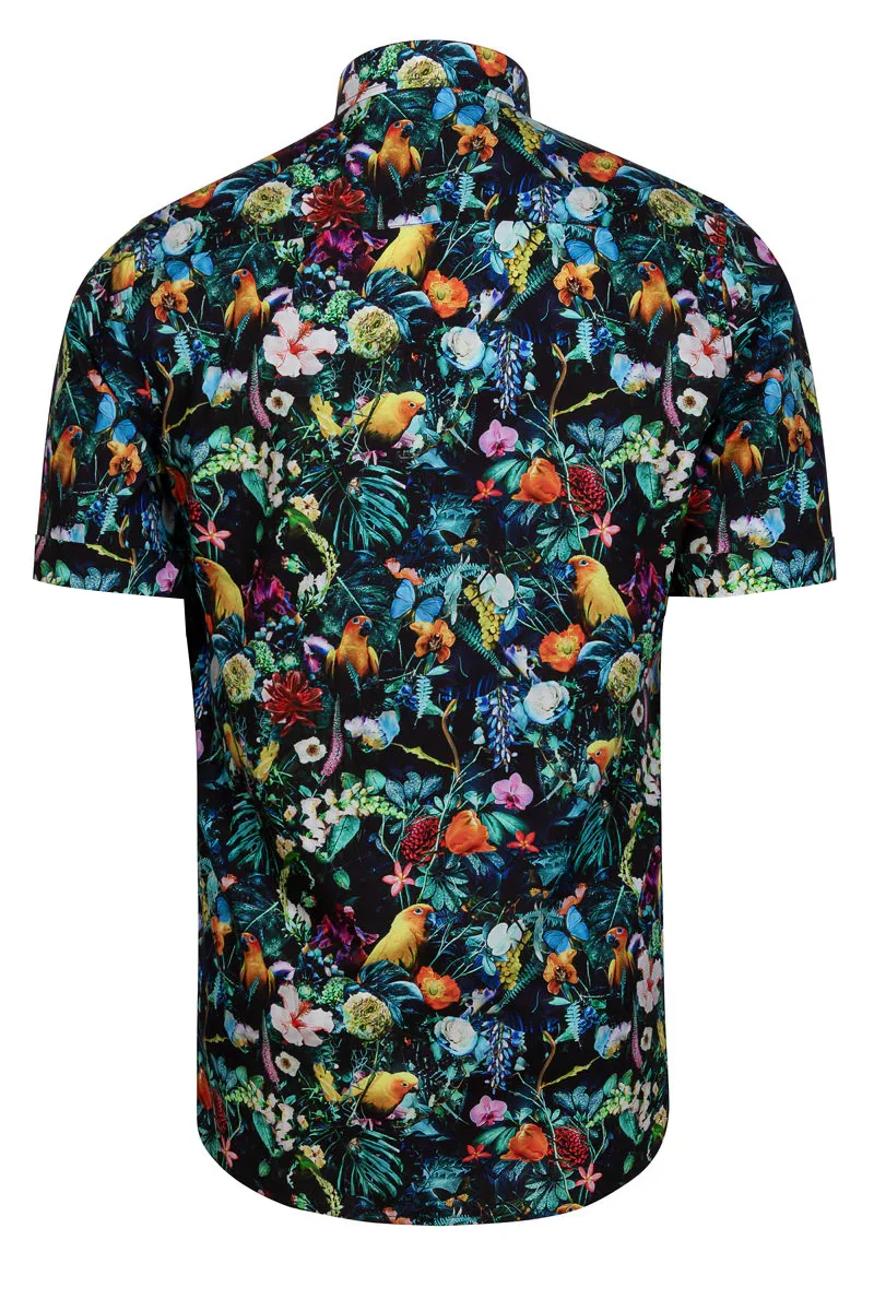 Jesper Krijgsman Floral Graphics Short Sleeve Print Shirt for Men