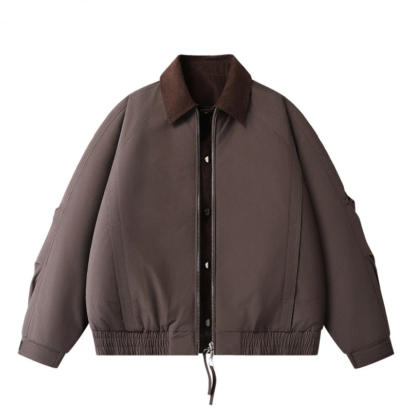 Herren Boxige Kurzjacke mit Cordkragen, doppelter Front und Kordelzugsaum Nord Taschen
