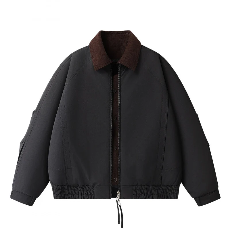 Herren Boxige Kurzjacke mit Cordkragen, doppelter Front und Kordelzugsaum Nord Taschen