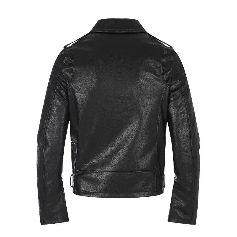 Herren Bikerjacke aus Lederoptik mit asymmetrischem Reißverschluss, Nieten‑Taillengürtel und Reißverschlussärmeln Nord Taschen