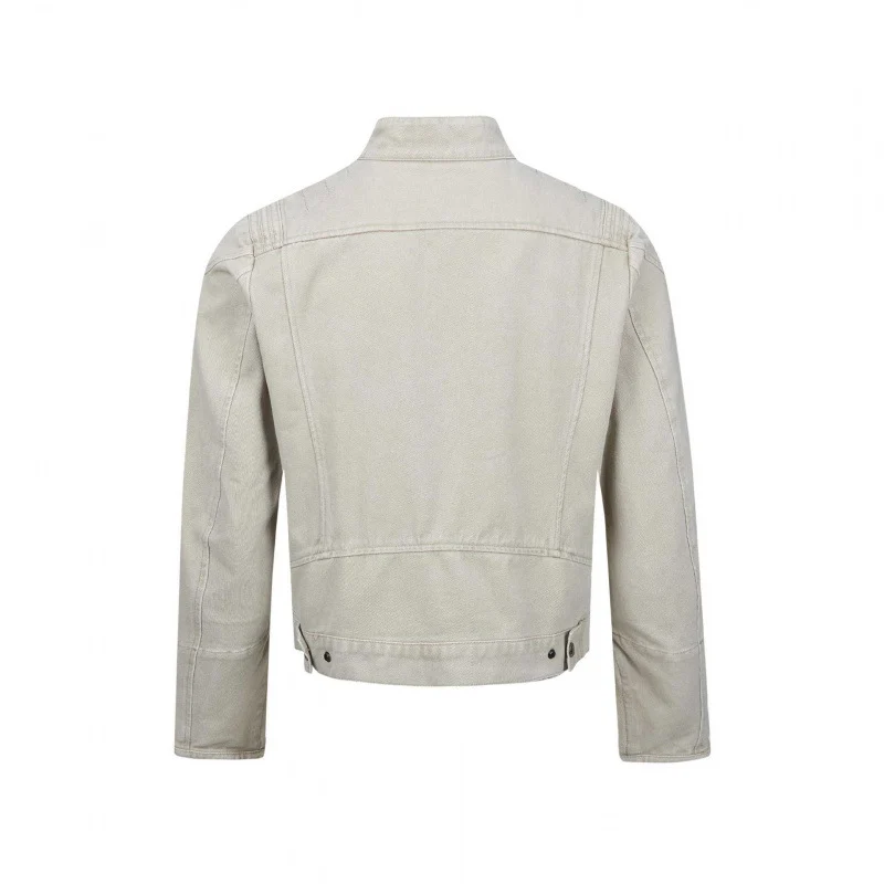 Herren Asymmetrische Kurzjacke im Biker-Stil mit Stehkragen und schrägem Metallreißverschluss Nord Taschen