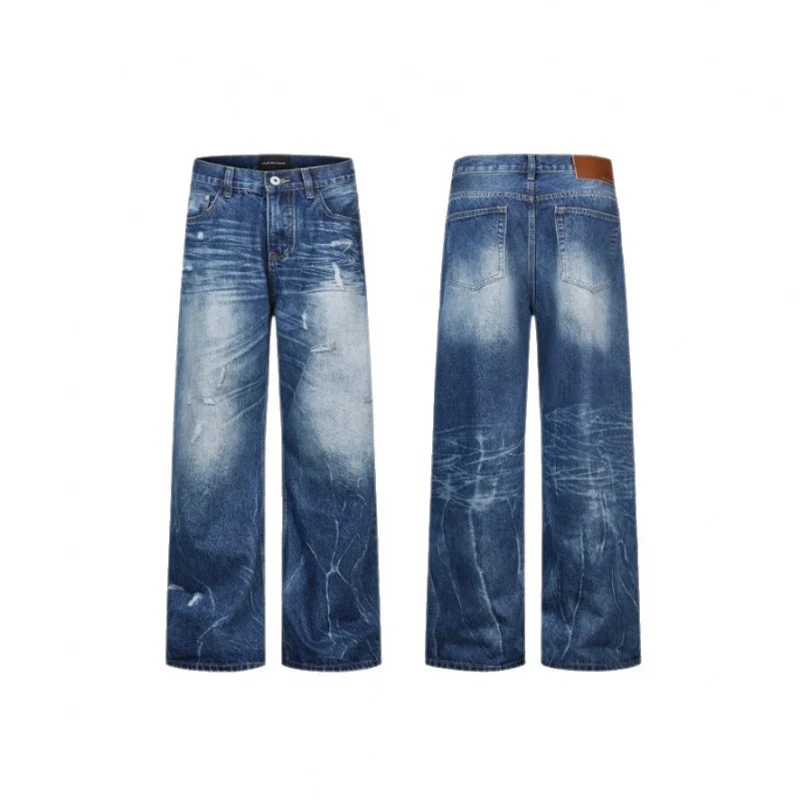 Damen Weitgeschnittene Highwaist-Jeans mit Used-Effekt, Distressed-Details und Fünf-Taschen-Schnitt Nord Taschen