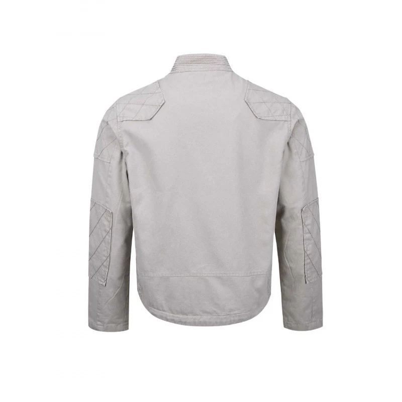 Herren Kurz geschnittene Biker‑inspirierte Baumwolljacke mit Stehkragen, Quilt‑Einsätzen und Reißverschlusstaschen Nord Taschen