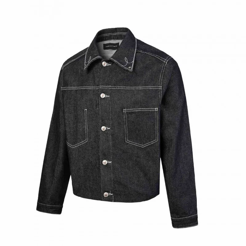 Herren Kastige Denimjacke mit kontrastierender Steppnaht und aufgesetzten Brusttaschen Nord Taschen