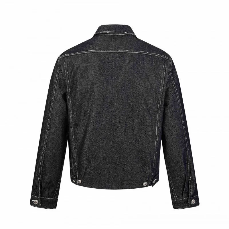 Herren Kastige Denimjacke mit kontrastierender Steppnaht und aufgesetzten Brusttaschen Nord Taschen