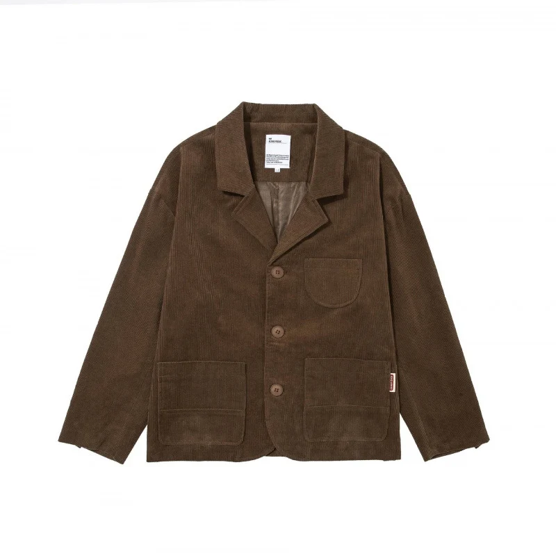 Herren Kastenförmiger Cord-Blouson mit Reverskragen, aufgesetzten Taschen und lockerer Silhouette Nord Taschen